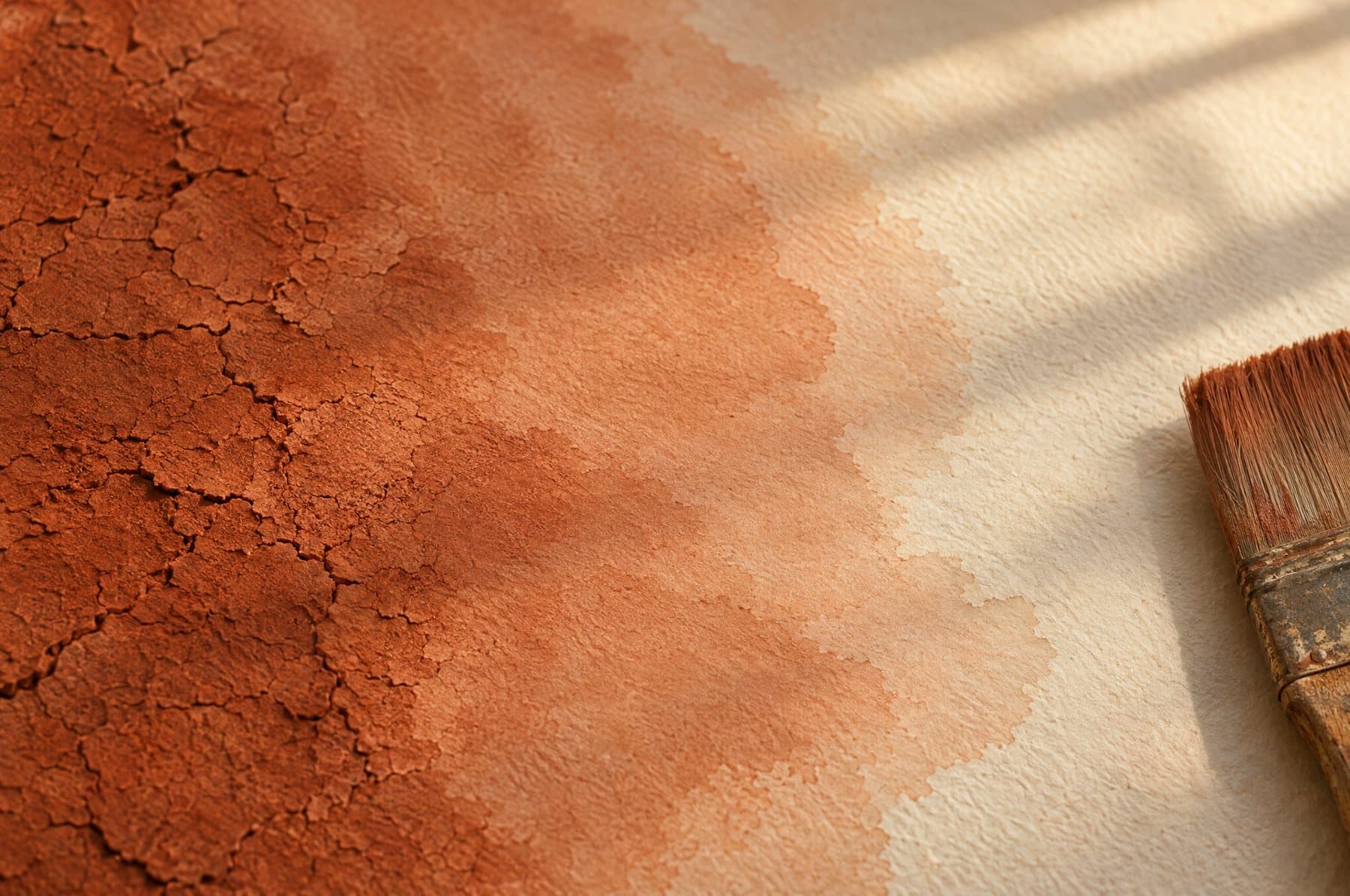 Terracotta watercolour on paper: from cracked earth to a soft gradient